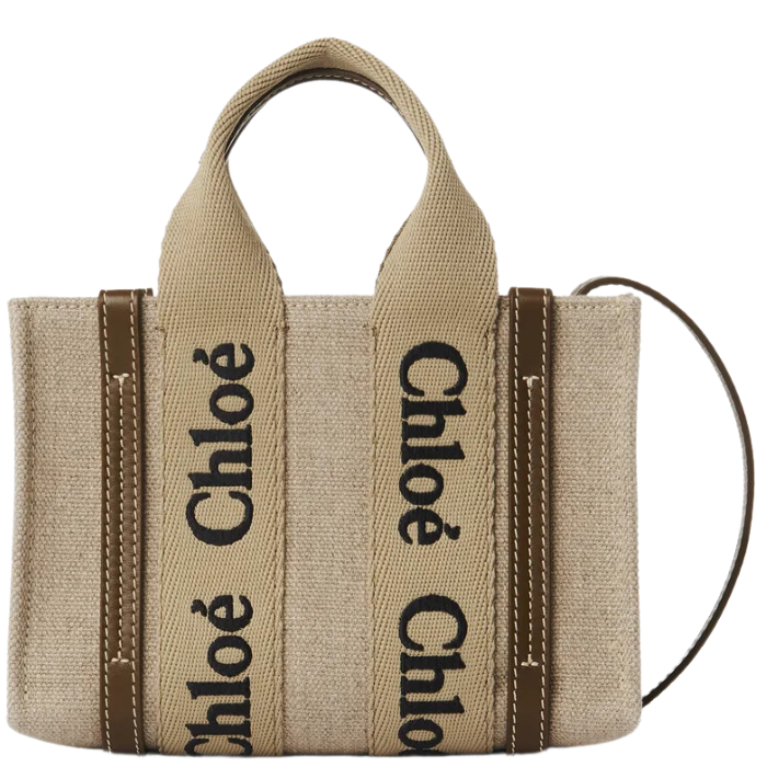 ■Chloe■ Small Linen Woody Tote Bag Blush Beige CHC23AS397L Chloé Small Woody Tote Bag In Linen in Blushy beige | Chloé US