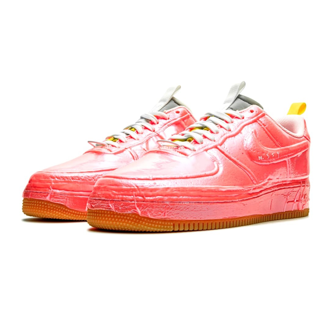 racer pink air force 1 on feet