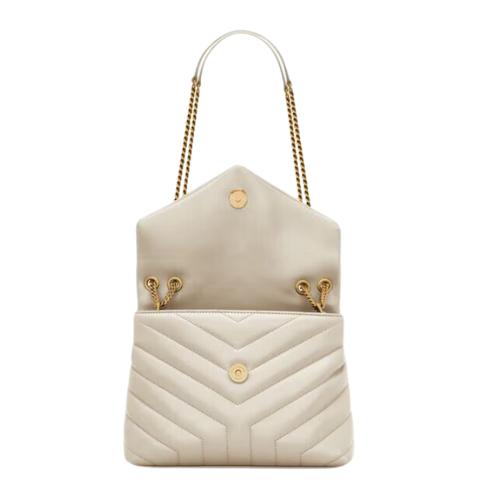 YSL Loulou Small In Quilted Leather 'Blanc Vintage